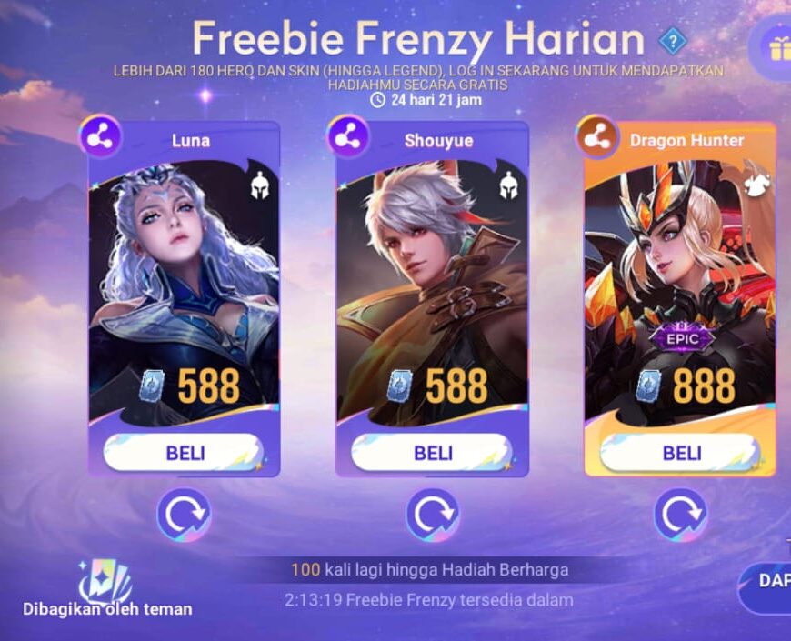 Daily Freebie Frenzy Honor of Kings