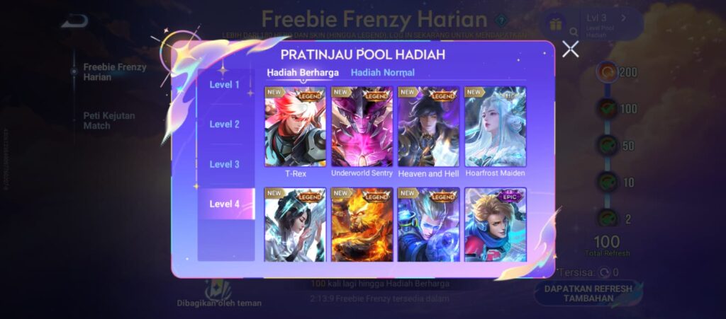 Level Hadiah Pool Daily Freebie Frenzy