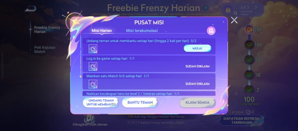 Mission Center Daily Freebie Frenzy HoK