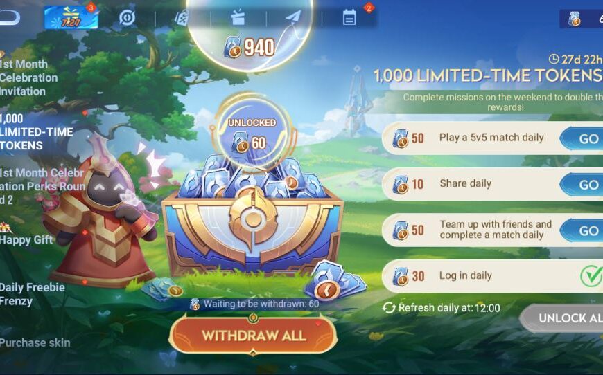 Event 1000 Limited Time Tokens Honor of Kings