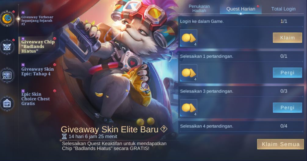 Event Giveaway Skin Elite Terbaru MLBB