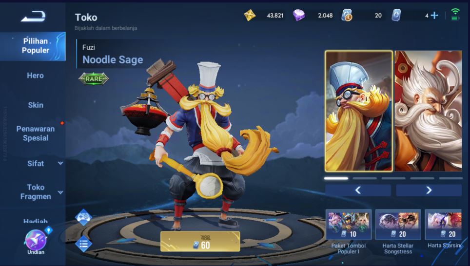 Skin Rare Noodle Sage Fuzi Honor of Kings