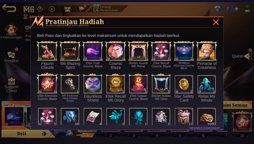 Hadiah M6 Pass Mobile Legends