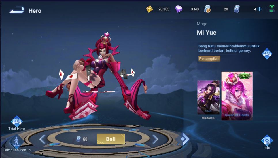 Skin Rare Miyue Honor of Kings