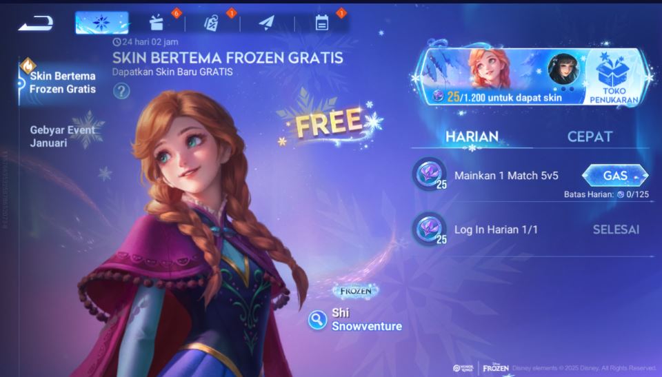 Cara Mendapatkan Skin Anna Frozen Gratis Honor of Kings