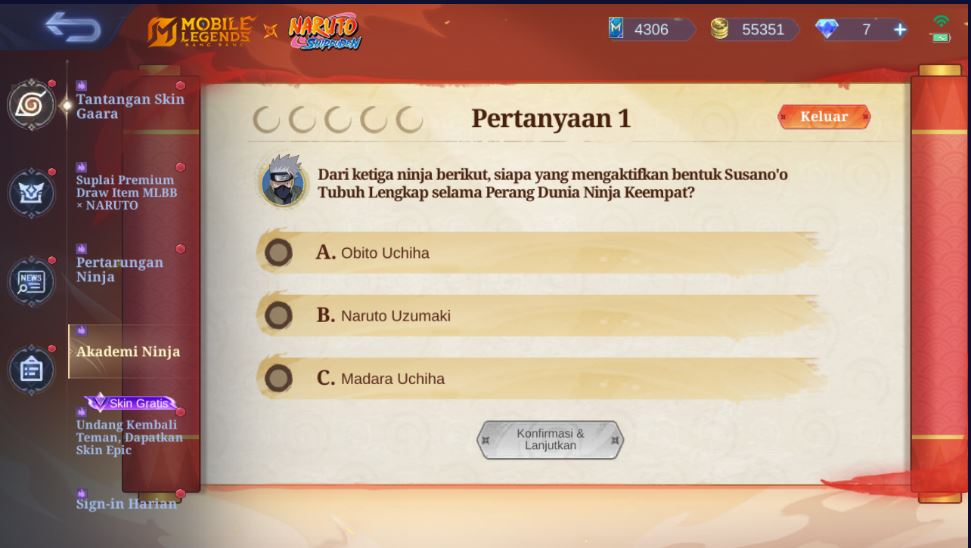 Kunci Jawaban Akademi Ninja MLBB X Naruto