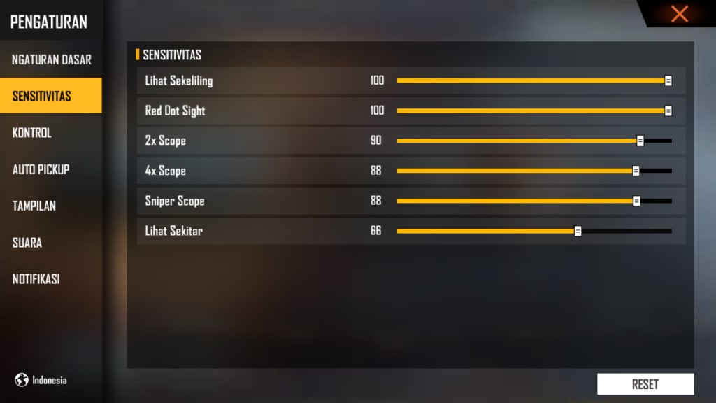 Setting Sensitivitas dan Custom HUD Free Fire