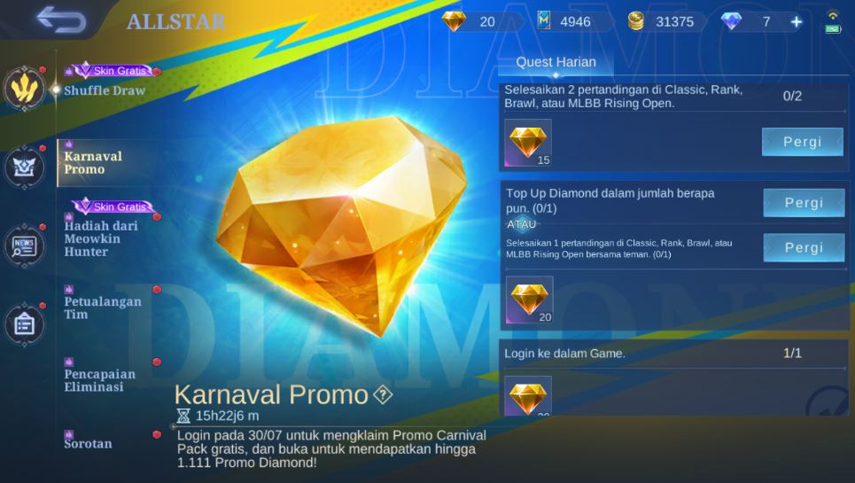 Quest Event DM Kuning All Star ML Juli 2025