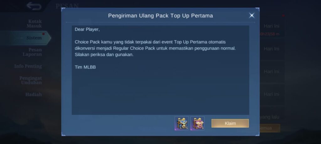 Hero Choice Pack dan Skin Choice Pack ML