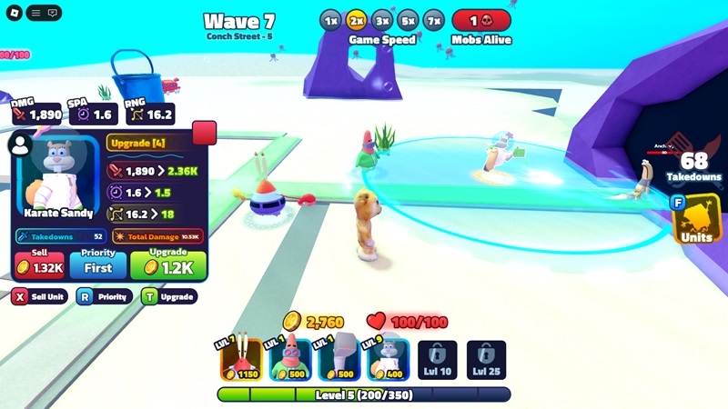 spongebob tower defense tower build