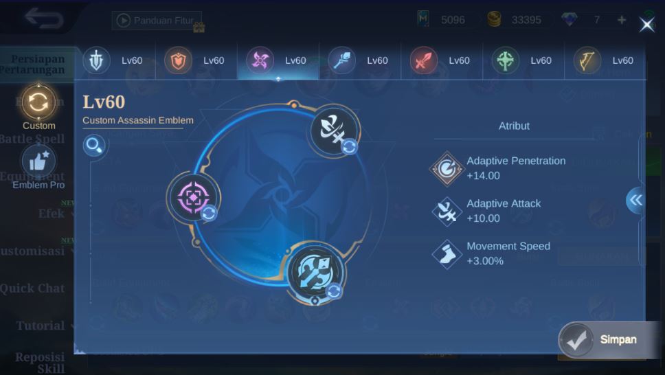 Emblem dan Talent Yin MLBB